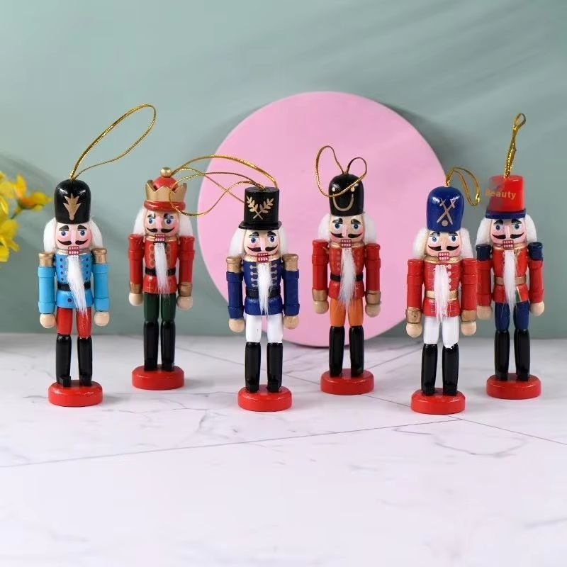 Mini Nutcracker Ornaments 4.72in Christmas Desktop Decor Doll Pendant Set