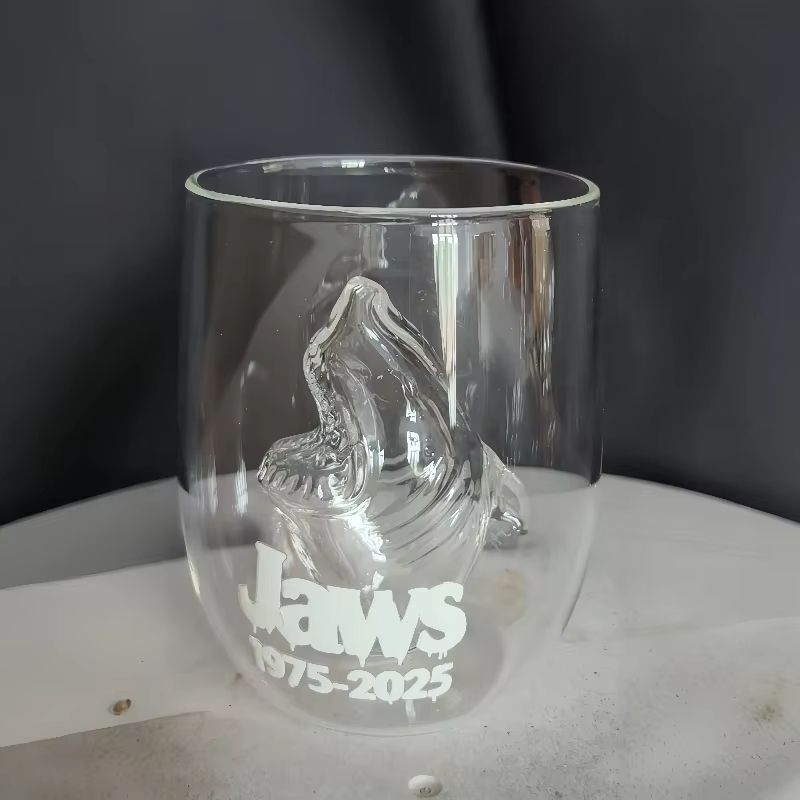 3D Shark Stemless Wine Glass Cup for Beer Whiskey and Cocktails
