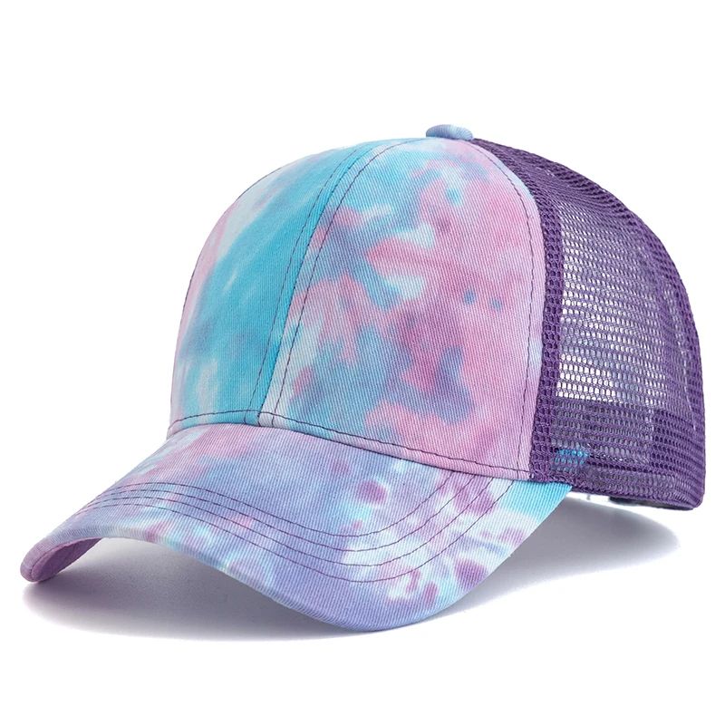 Women Tie Dye Ponytail Trucker Baseball Cap