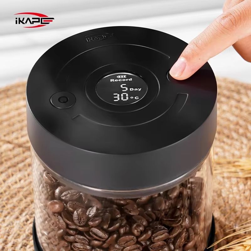 IKAPE Coffee Beans Vacuum Sealed Tank With Electric Digital Display – Smart Coffee Storage Canister