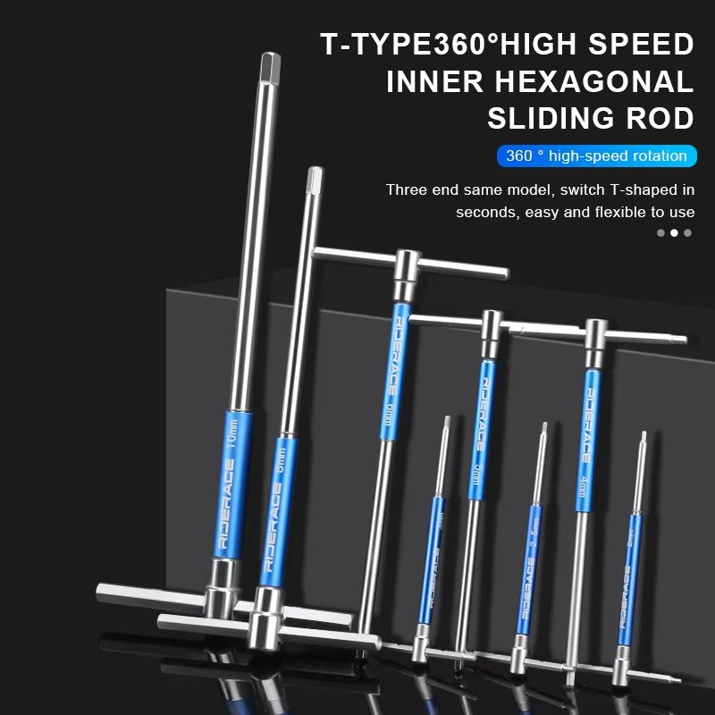 RIDERACE T-Handle Allen Wrench Set (2/2.5/3/4/5/6/8/10 mm) – Heavy-Duty CRV Steel Bike Repair Tools