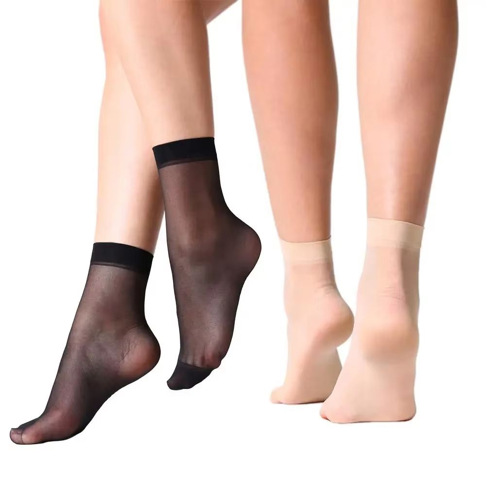 Ultrathin Transparent Ankle Socks for Women Breathable Nylon Summer Crystal Silk Socks