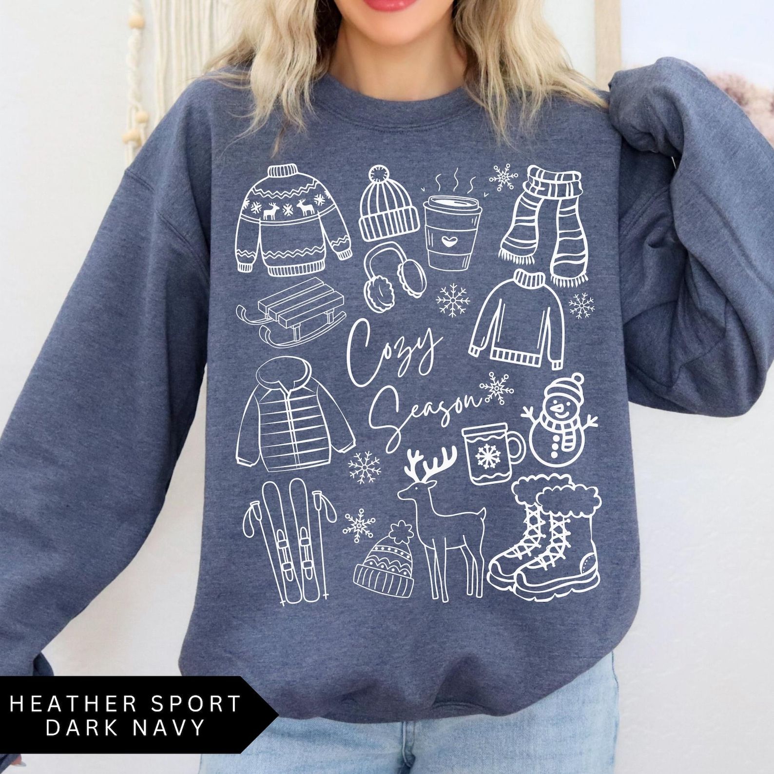 Cozy Season T shirt Winter Aesthetic Graphic Crewneck Cute Holiday Outfit Sweatshirt