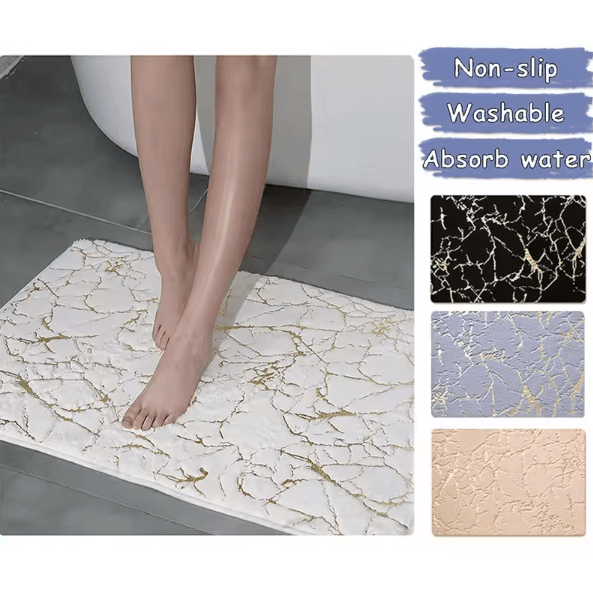 Modern Non Slip Bath Mat Washable Rectangle Floor Rug Soft Absorbent Bathroom Doormat for Bedroom Living Room