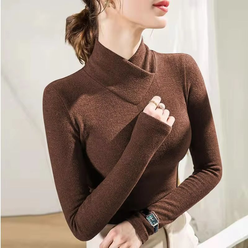 CozyLayer Half-High Collar Underlay Top – Thick Long Sleeve Thermal Tee