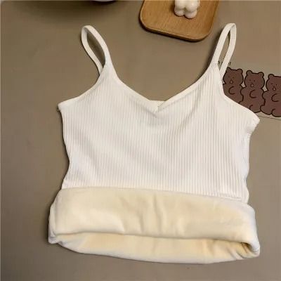 Women Winter Warm Sleeveless Thermal Top Soft Velvet Elastic Underwear Nightwear