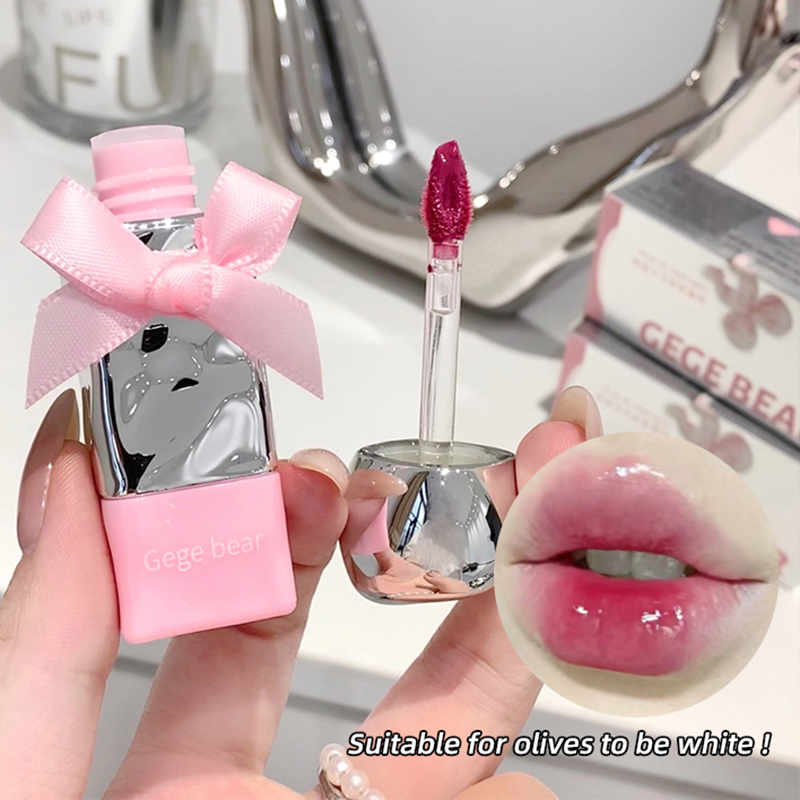 Cute Pink Lip Gloss Waterproof, Jelly Transparent Liquid Lipstick, Water Lip Tint Gift Set Makeup, Beauty Cosmetics