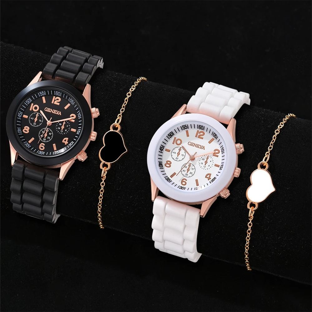 Elegant Leather Couple Watch Set