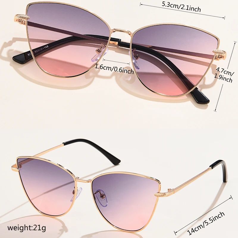 Women Cat Eye Metal Frame UV400 Fashion Sunglasses