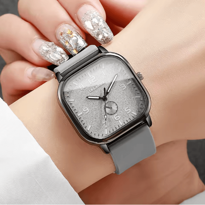 Square Silicone Quartz Watch Casual Sport Style