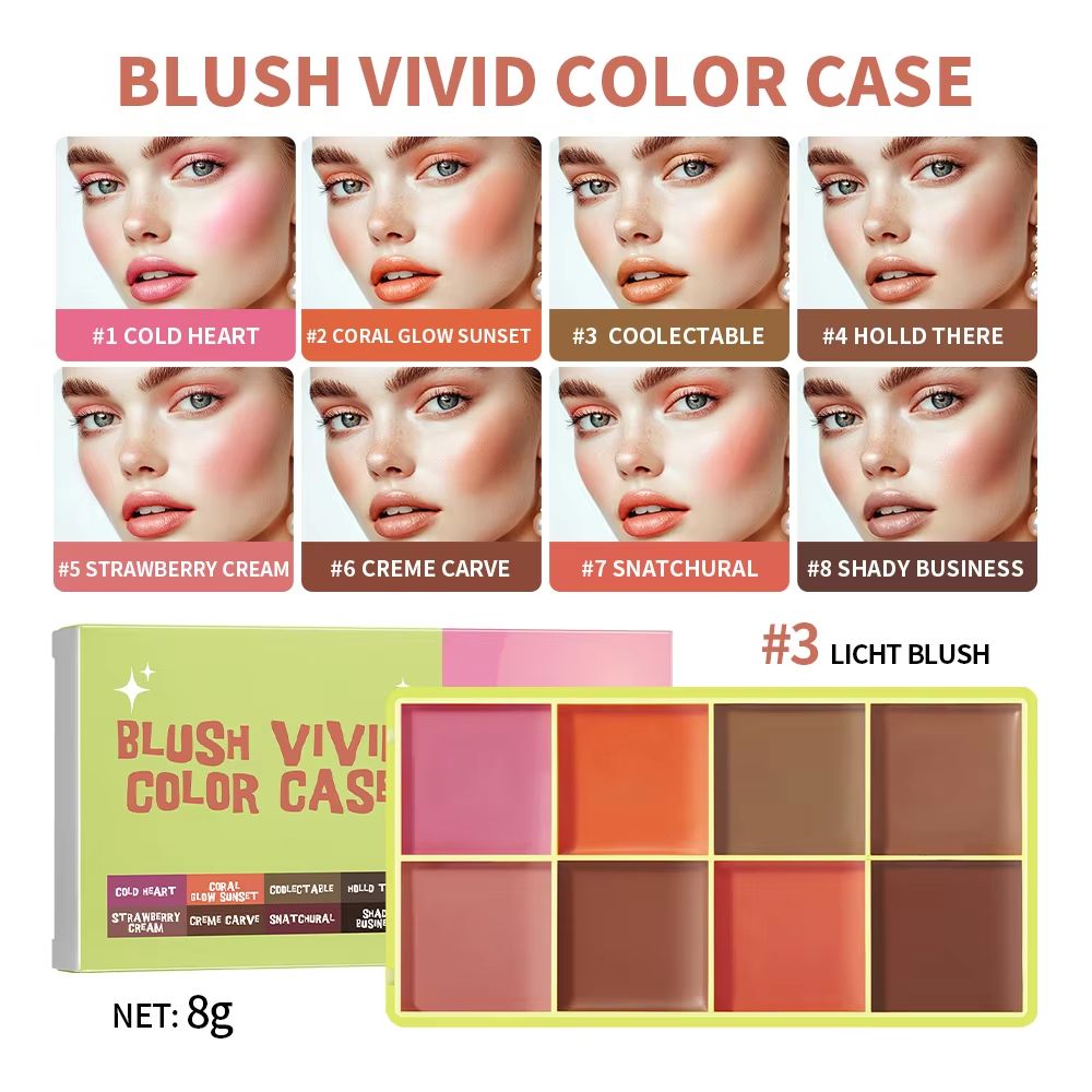 Curve Case Cream Blush Highlighter Palette Multi Use Eyebrow Cream Palette Matte & Shimmer Face Kit