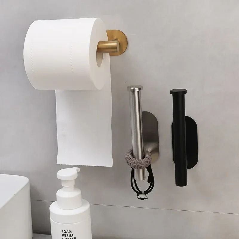 Self-Adhesive Stainless Steel Toilet Paper Holder | Premium No-Drill Wall Mount Tissue Dispenser