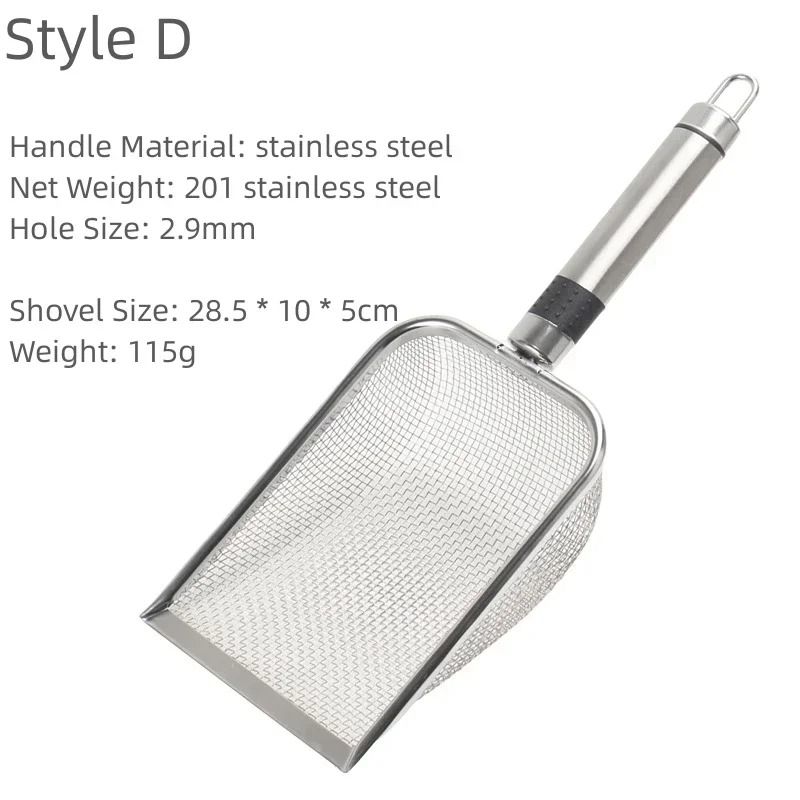 Stainless Steel Cat Litter Scoop Long Handle Metal Waste Shovel
