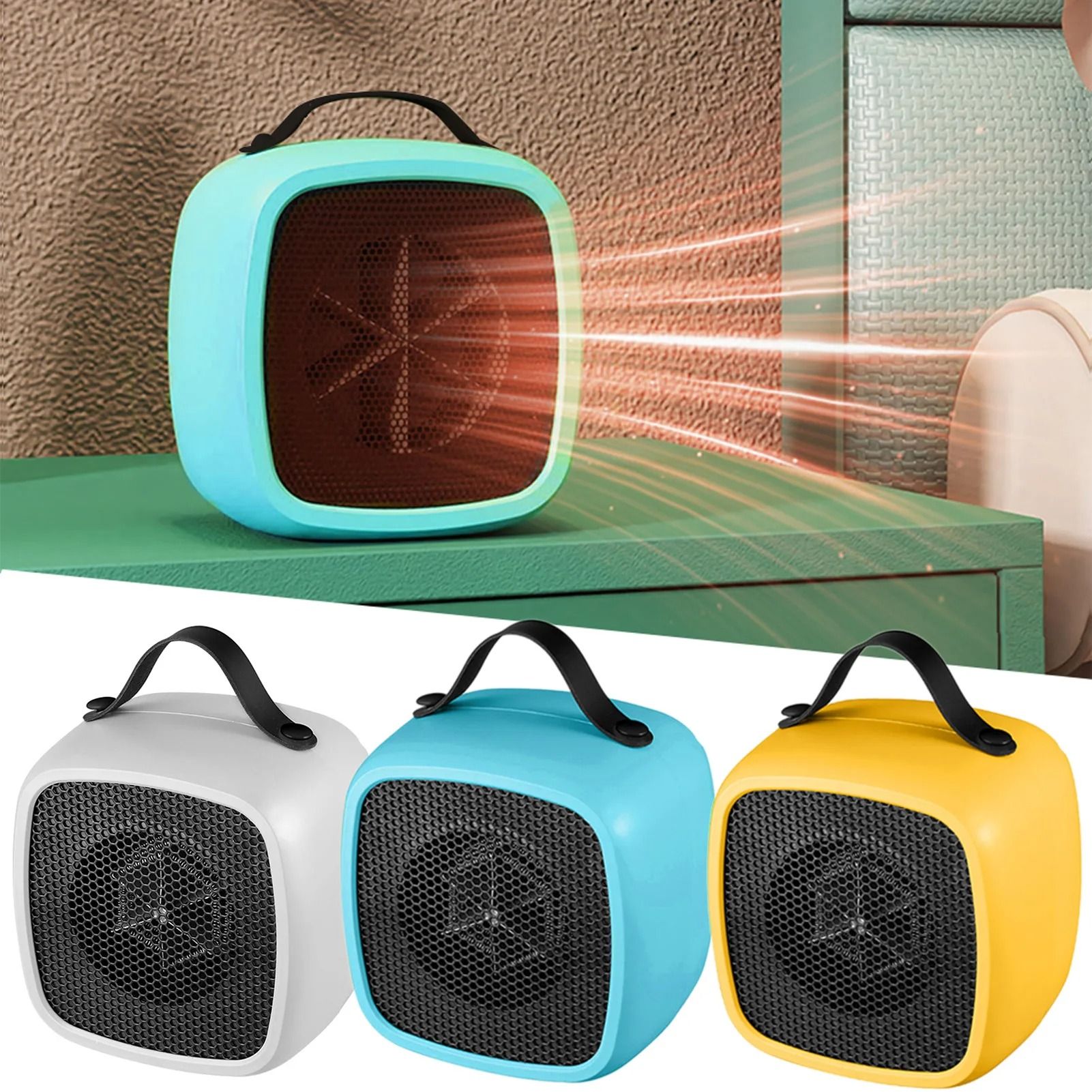 Portable Mini Space Heater 500W PTC Ceramic Heater Fast Heating Desktop Heater for Home and Office