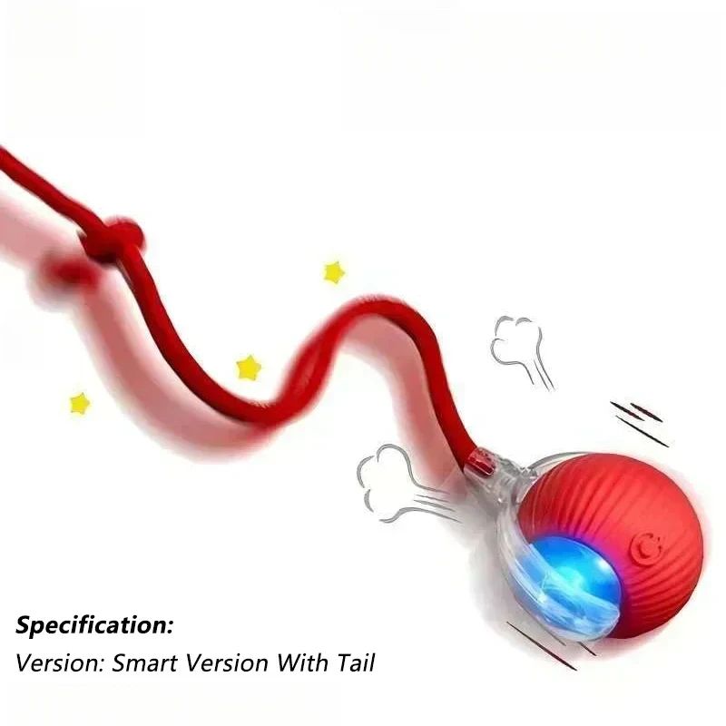 Smart Rolling Cat Ball with Tail Rechargeable Interactive Cat Toy