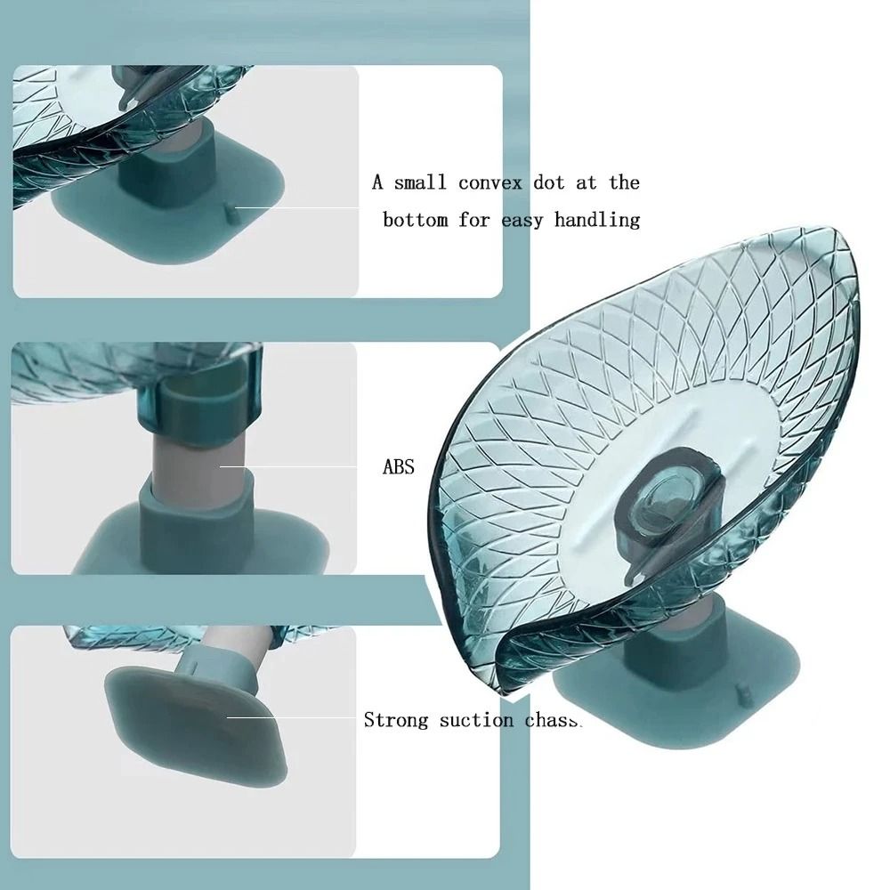 Leaf Shape Soap Box Drain Soap Holder with Suction Cup for Bathroom