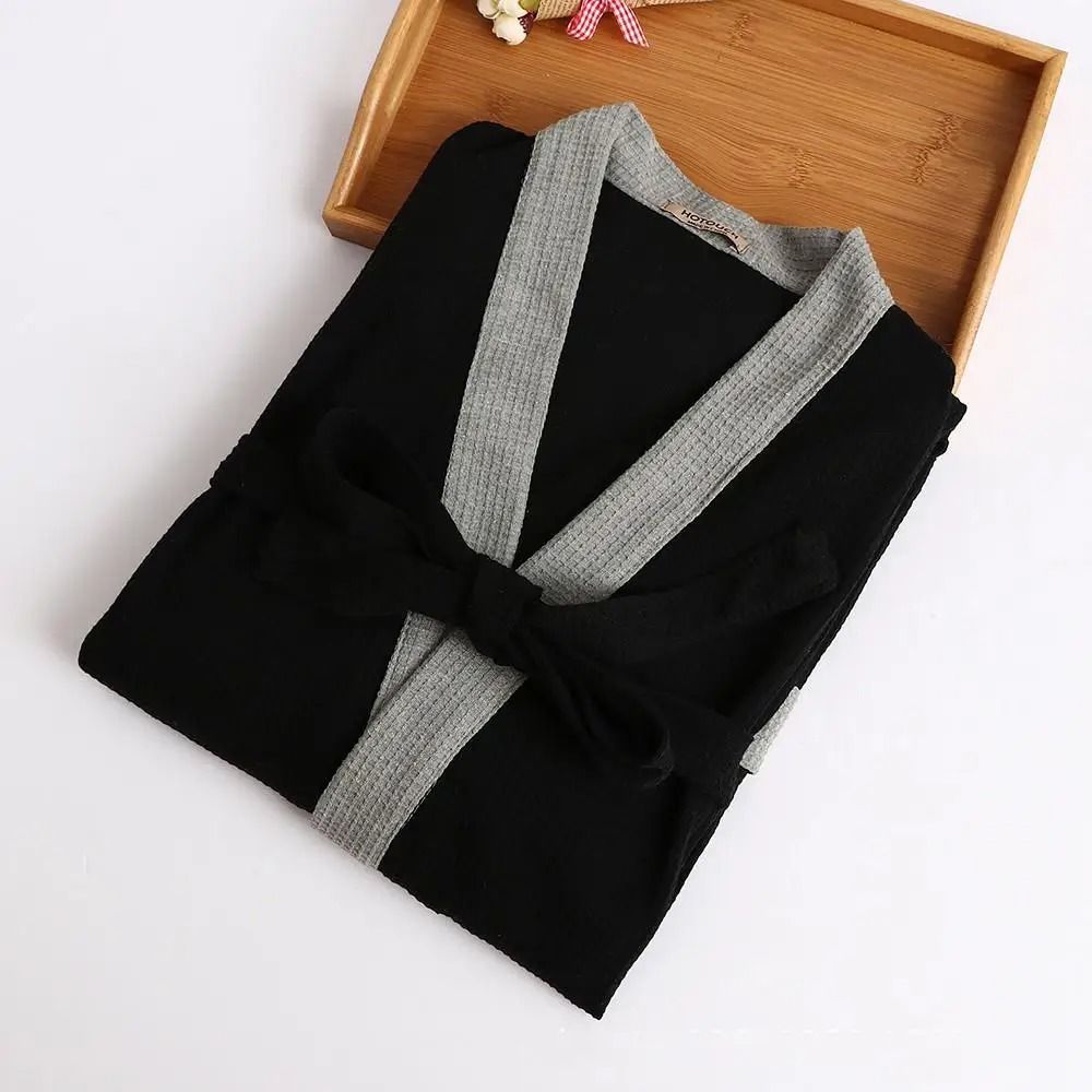 Mens & Womens Cotton Waffle Kimono Robe – Professional Couple's Sauna Yukata & Casual Home Wear