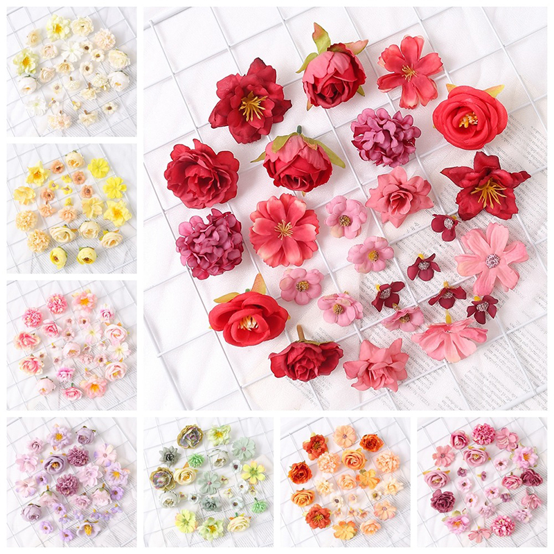 Artificial Rose Mixed Silk Flower Heads for Baby Shower Wedding Decor DIY Crafts