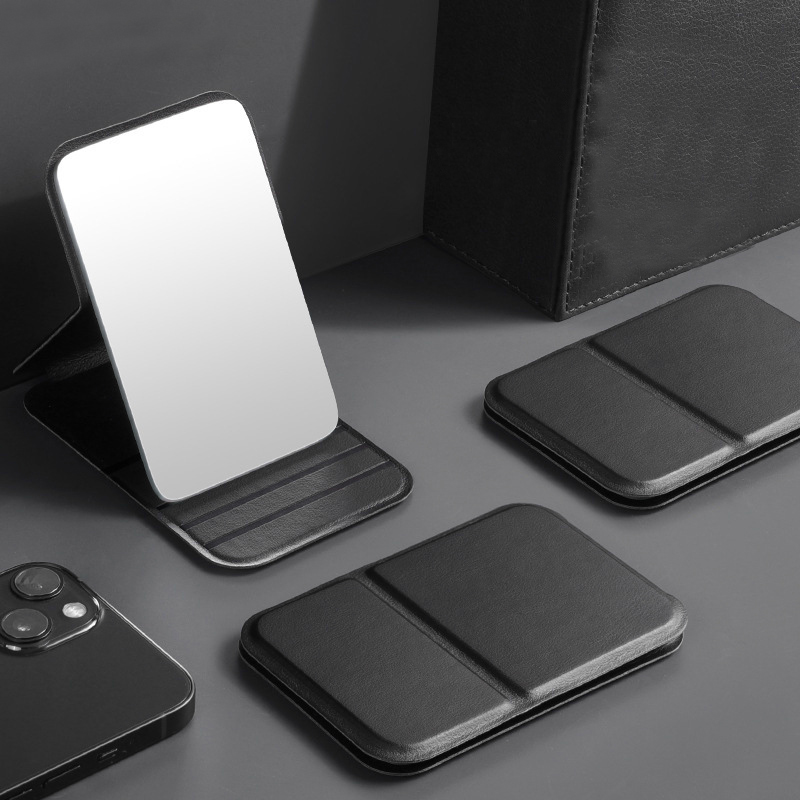 Small Solid Color Makeup Mirror, Mini Folding Portable Mirror for Women Men, High Quality PU Leather Pocket Glass