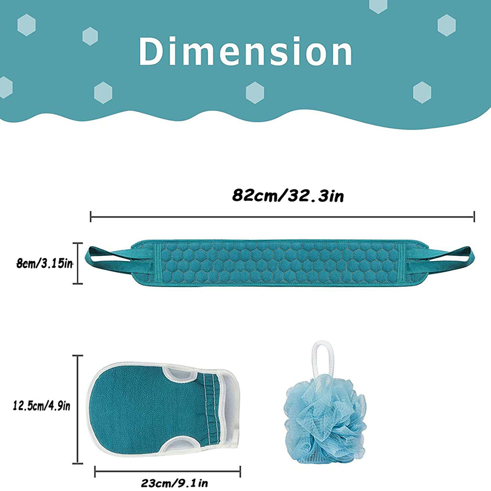 Bath Sponge Loofah, Exfoliating Body Scrubber Set, Back Scrubber, Bath Glove