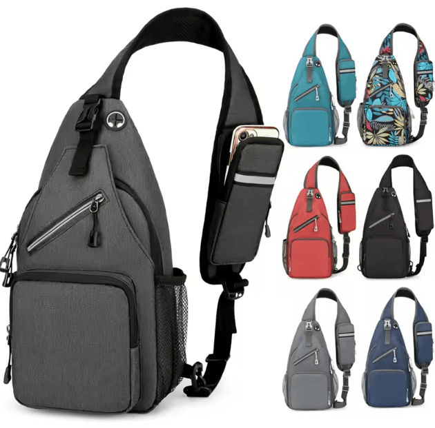 Mens Adjustable Chest Sling Bag for Travel Camping and Outdoor Sports