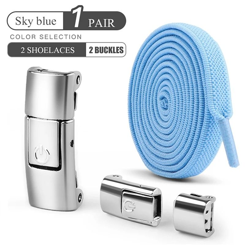 8mm No-Tie Elastic Shoelaces – Press Lock Flat Sneaker Laces