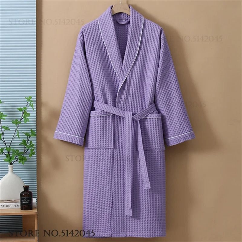 100% Cotton Couple Waffle Robe – Professional Kimono Bathrobe & Casual Summer Loungewear