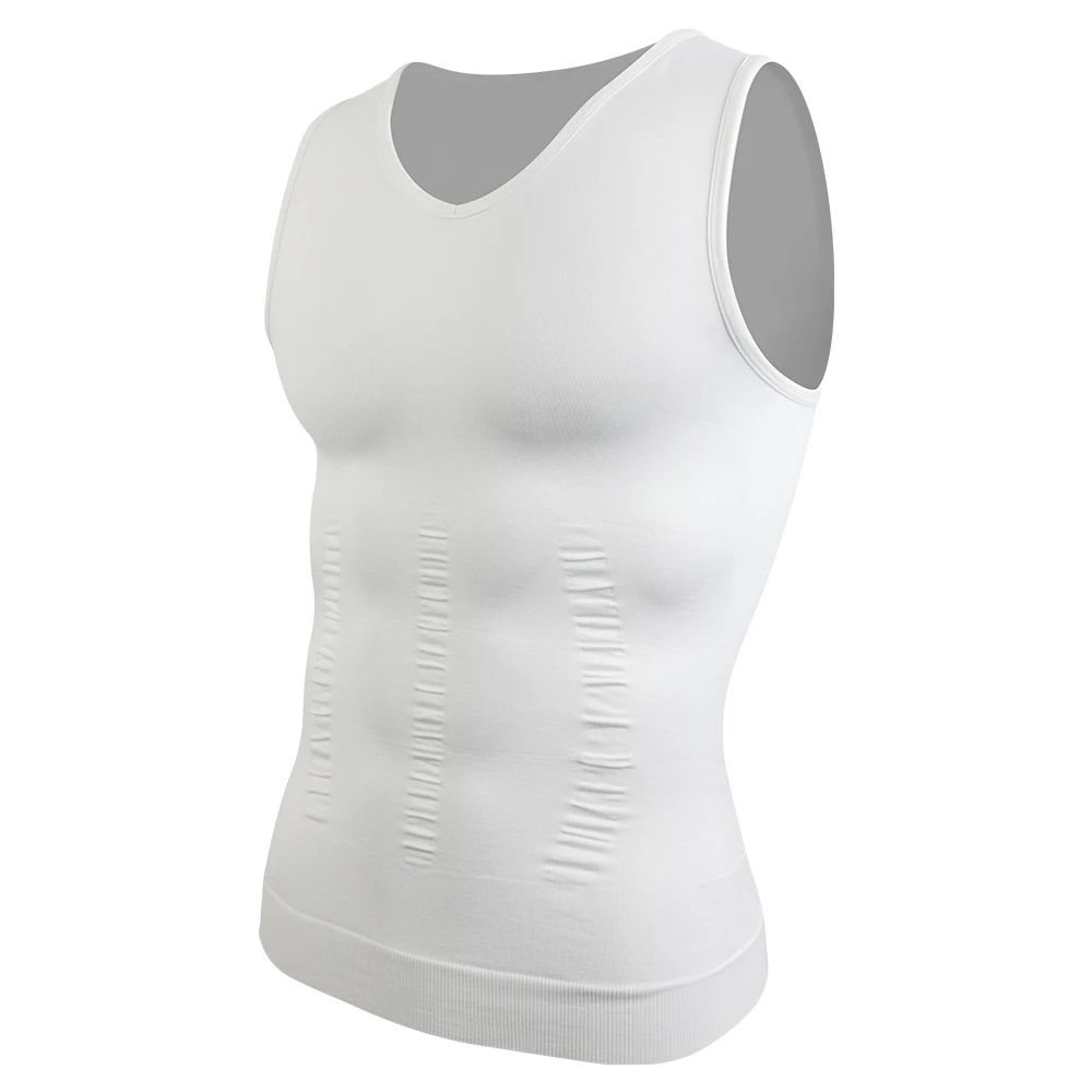 Mens V-Neck Compression Body Shaper Tank – Slimming Tummy Control Base Layer