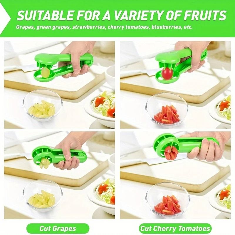 Safe Manual Fruit Slicer Berry and Grape Cutter Kid Friendly Kitchen Tool
