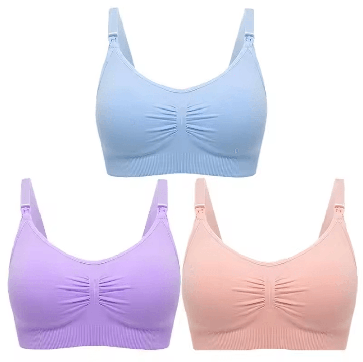 3pcs Maternity Nursing Bras Cotton Seamless Breathable Push Up Bra Set