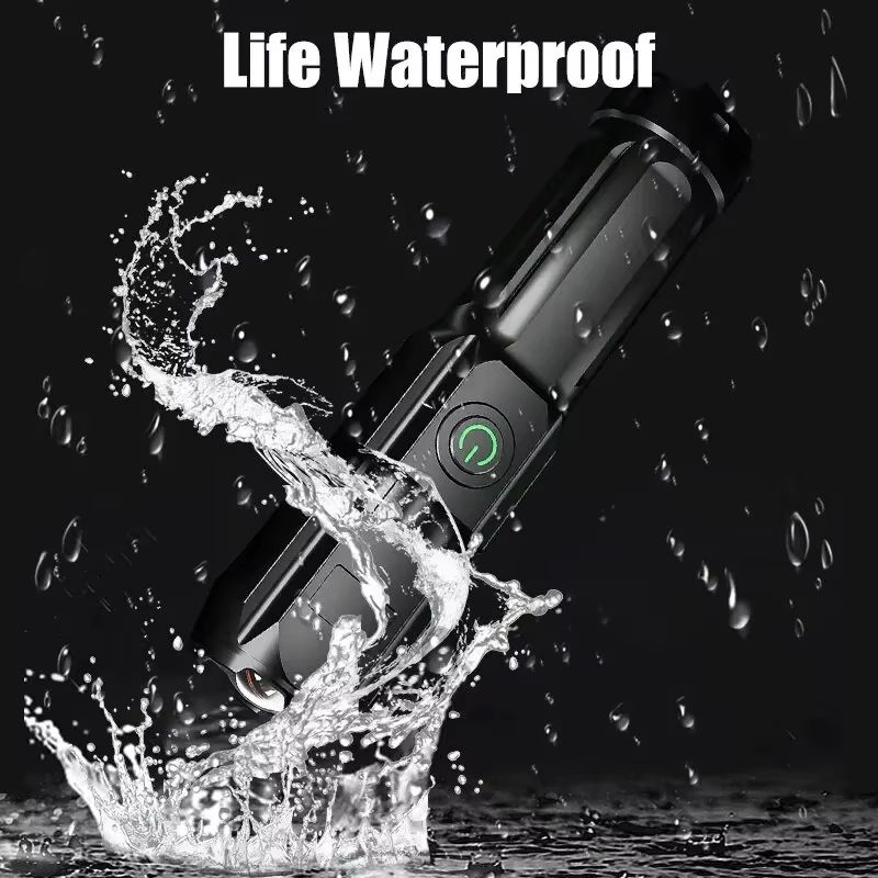 Rechargeable Waterproof Tactical LED Flashlight with Zoom