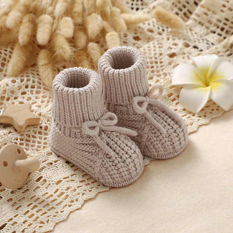 Knitted Baby Booties Soft Soled Anti-Slip First Walkers Shoes for Newborn Boys Girls Toddler Unisex Crib Sock Boot