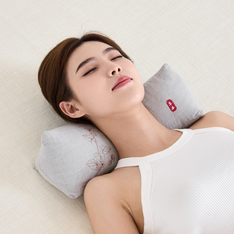 Buckwheat Pillow Herbal Traction, New Neck Buckwheat Hull Cotton, And Linen Triangular Pillow, Cervical Pillow Cover