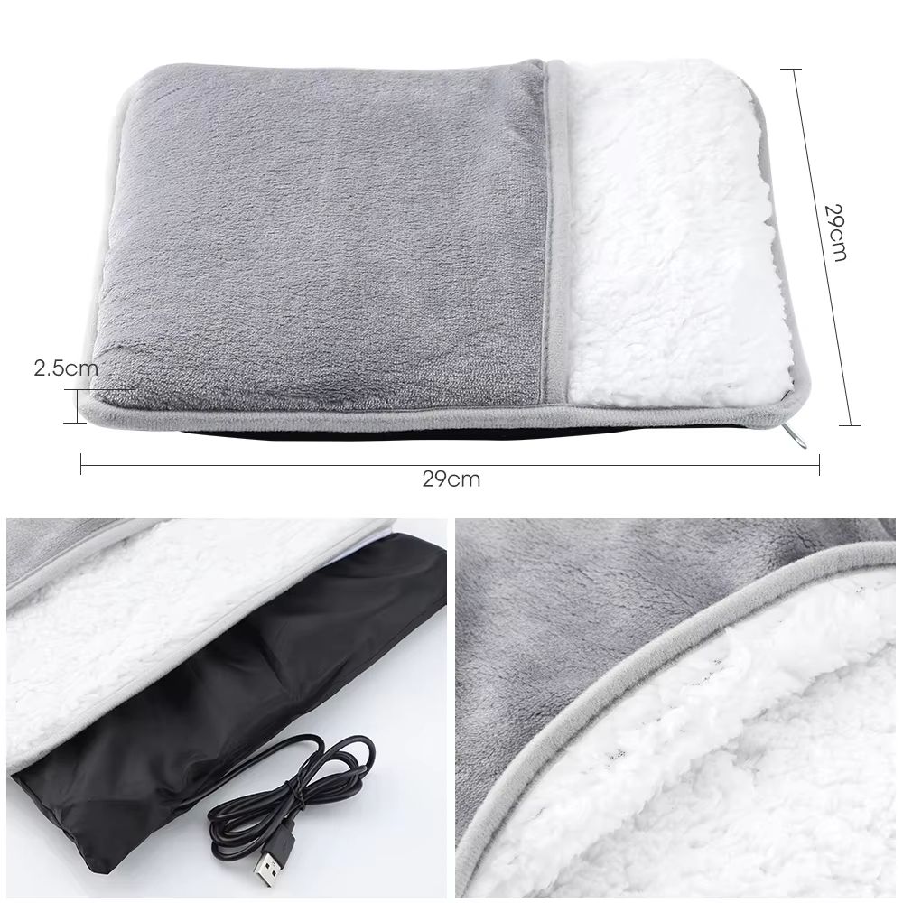 USB Electric Heated Foot Warming Pad Soft Plush Washable Foot Warmer Heater Mat