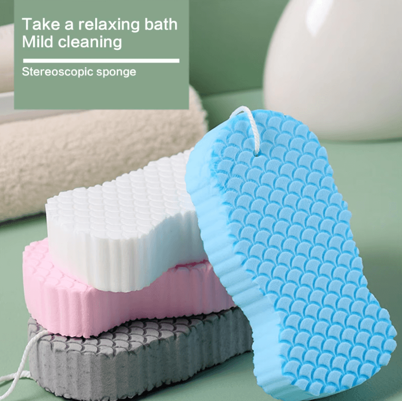 Soft Sponge Body Scrubber – Gentle Exfoliating Bath & Shower Scrub Sponge