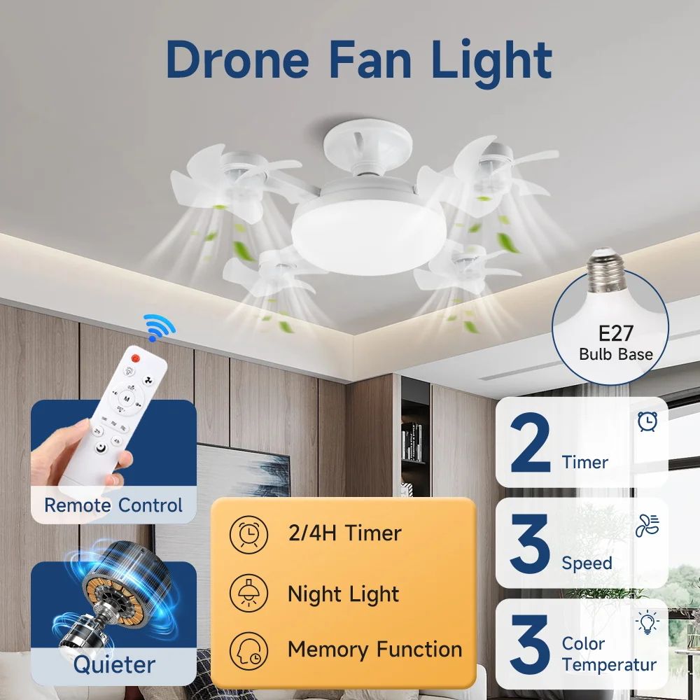 Modern LED Ceiling Fan with Remote Control and Adjustable Speed
