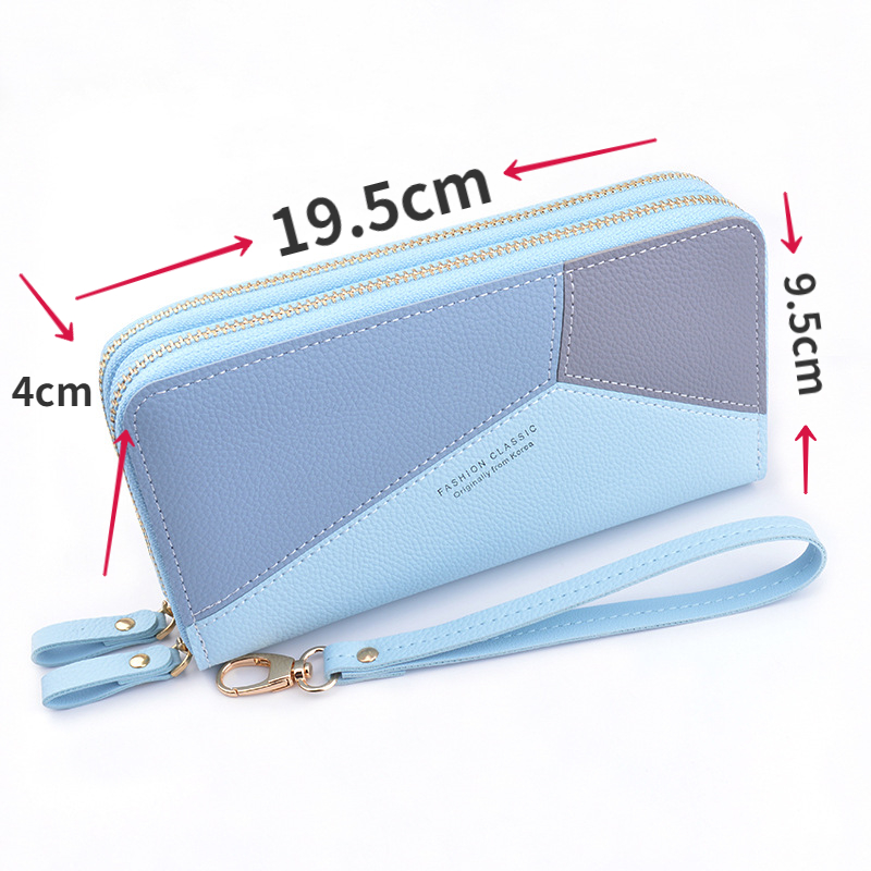 Double Women's Purses, New Women's Wallet, Long Fashion Simple Handbags, Lychee Pattern, Large Capacity