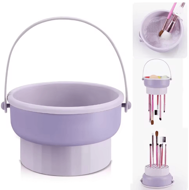 CleanPro Makeup Brush Cleaning Bowl And Drying Rack Set