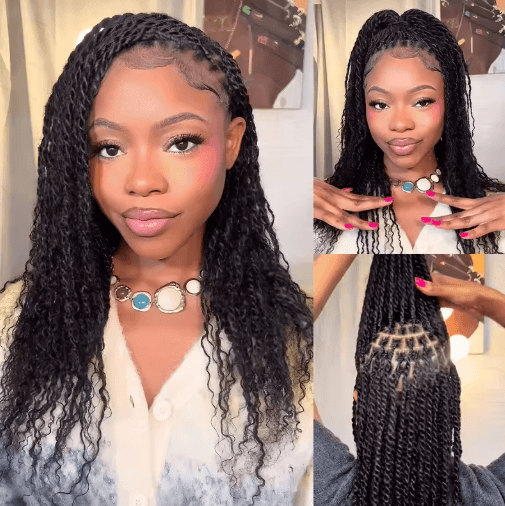 Black Pearl Top Peruvian Kinky Curly Mini Twist Bulk Human Hair, 50g Remy Bundles