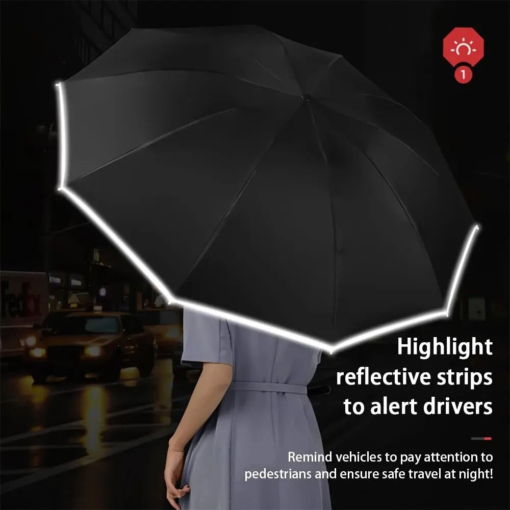 Reflective Reverse Folding Automatic Umbrella with UV Protection and Wind Resistant 20 Rib Frame