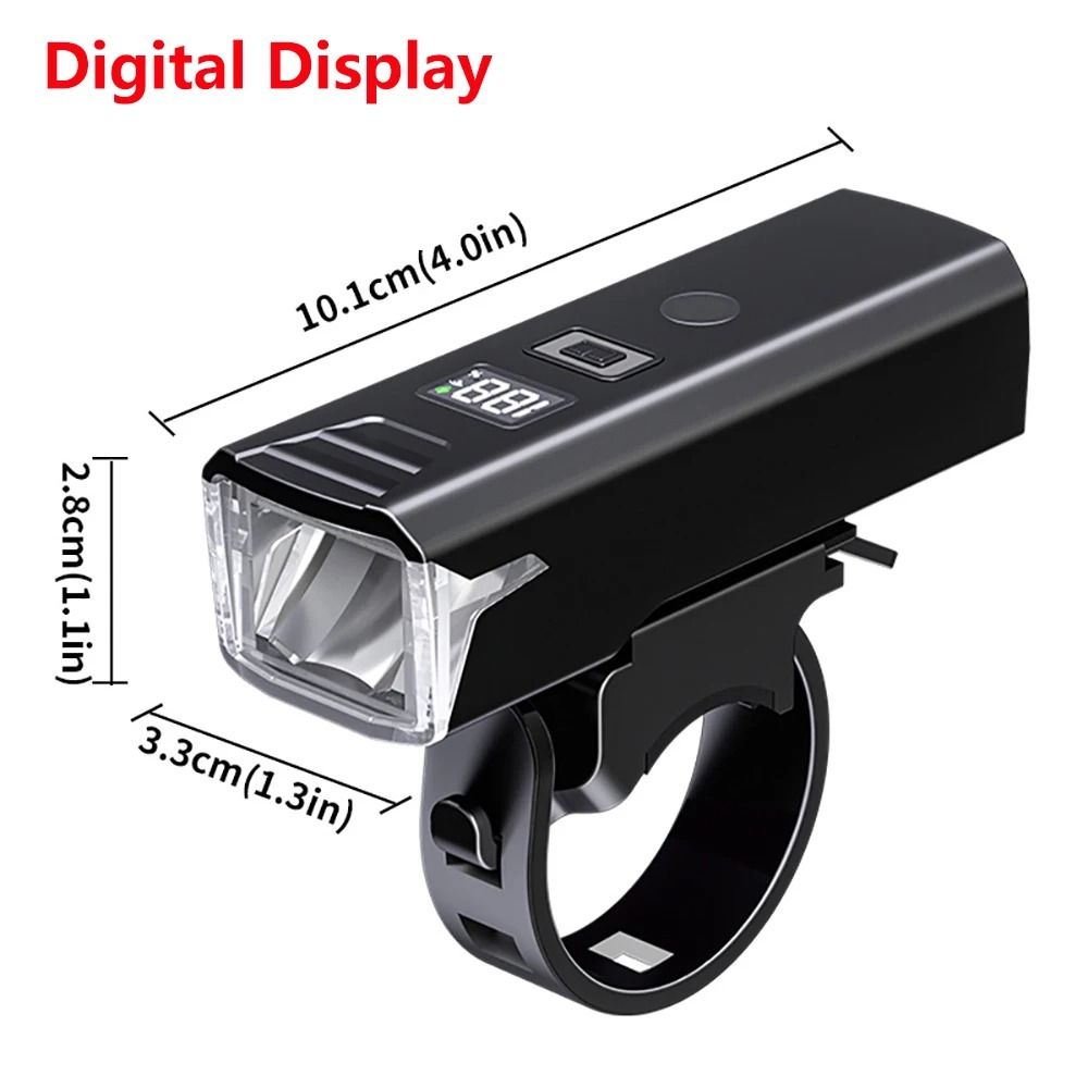 USB Rechargeable Bicycle Headlight 300 Lumen With Battery Level Display And Power Bank