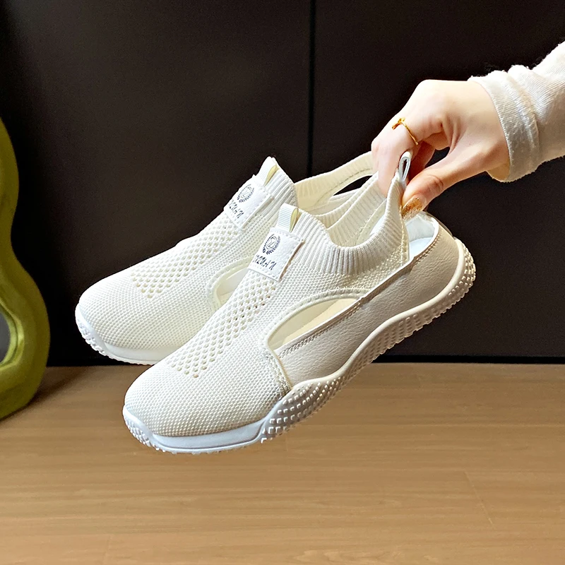 New Summer Trendy Mesh Sandals, Hollow Breathable Casual Board Shoes, Thick Sole Versatile Women's Vulcanized Shoes