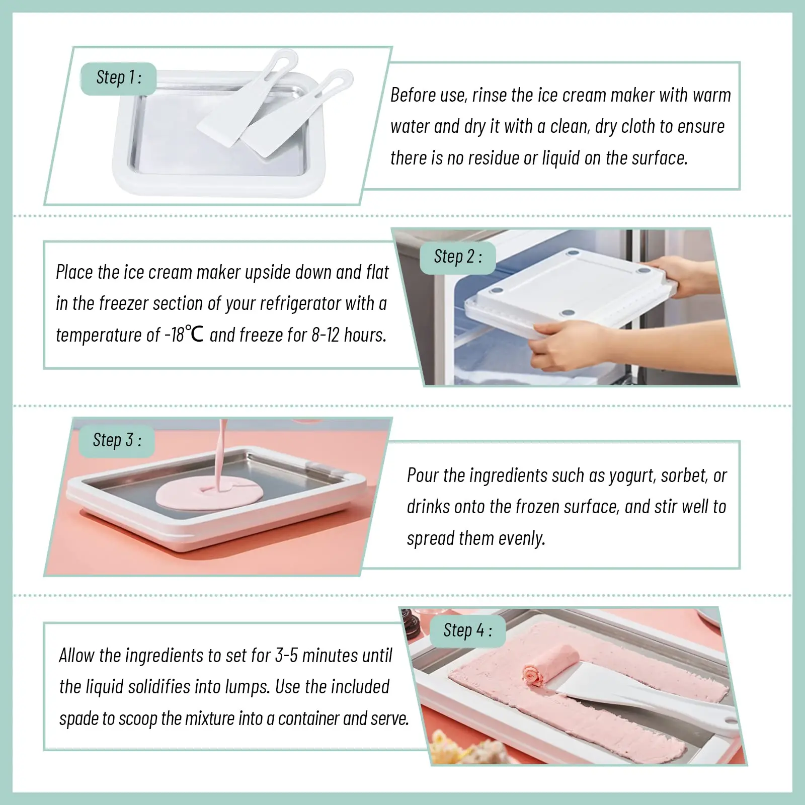 Multifunctional Rolled Ice Cream Maker, Cold Sweet Fried Ice Pan, DIY Household Frozen Yogurt Maker, Homemade