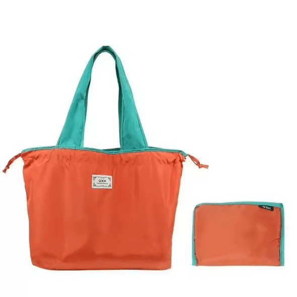 EcoCarry Foldable Reusable Grocery Shoulder Bag with Drawstring Closure
