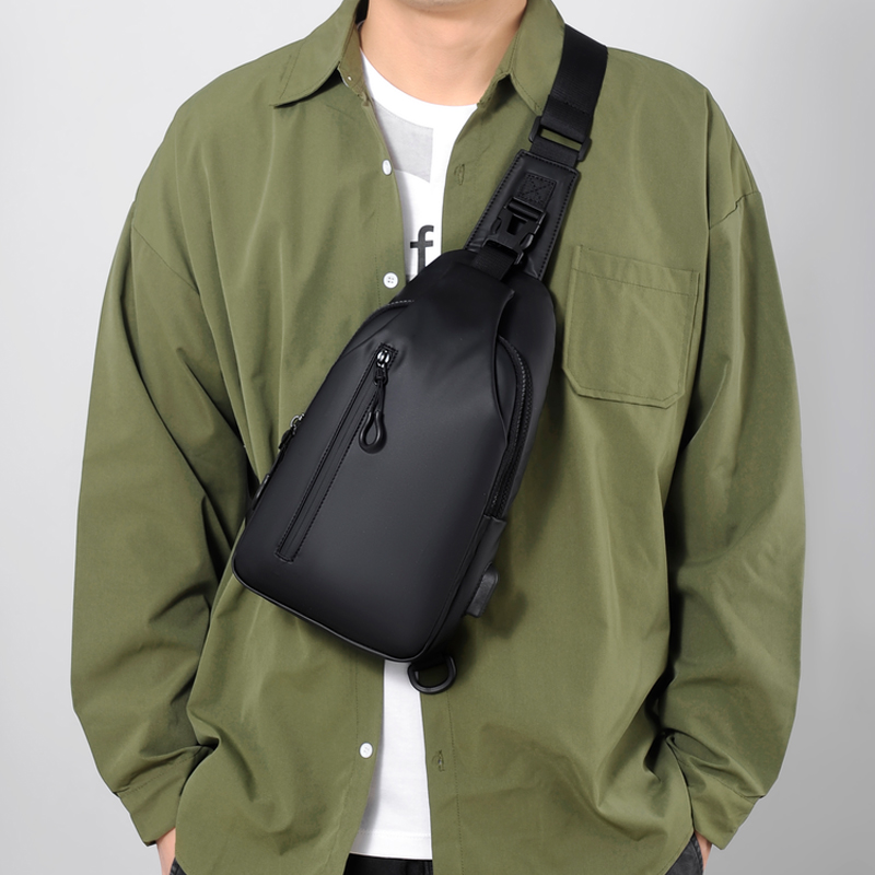 Minimalist Mens Chest Bag Solid Color One Shoulder Crossbody for Outdoor Fashion