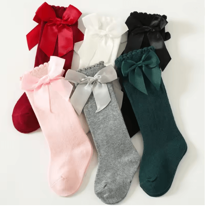 Baby Girls Knee High Bow Socks Sweet Long Tube Leg Warmer Socks 0 to 6T