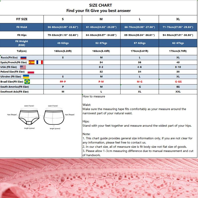 Women's 3-Piece Cotton Low-Rise Lace Brazilian Panties Set Breathable Soft Underwear S-XL