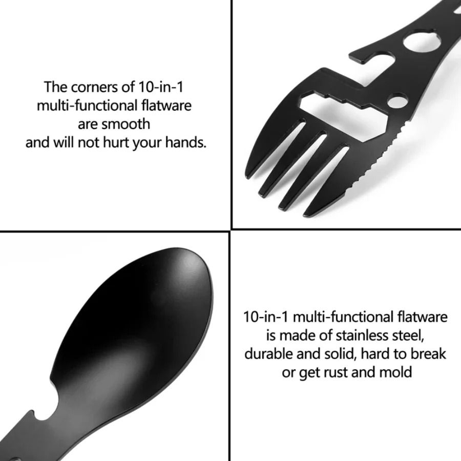 Outdoor Camping Fork Spoon Multi Tool with Bottle Opener