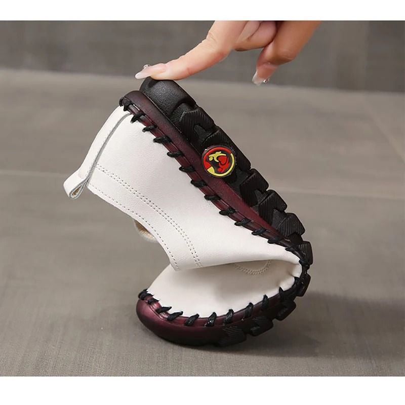 Women Leather Loafers Casual Lace Up Flat Shoes