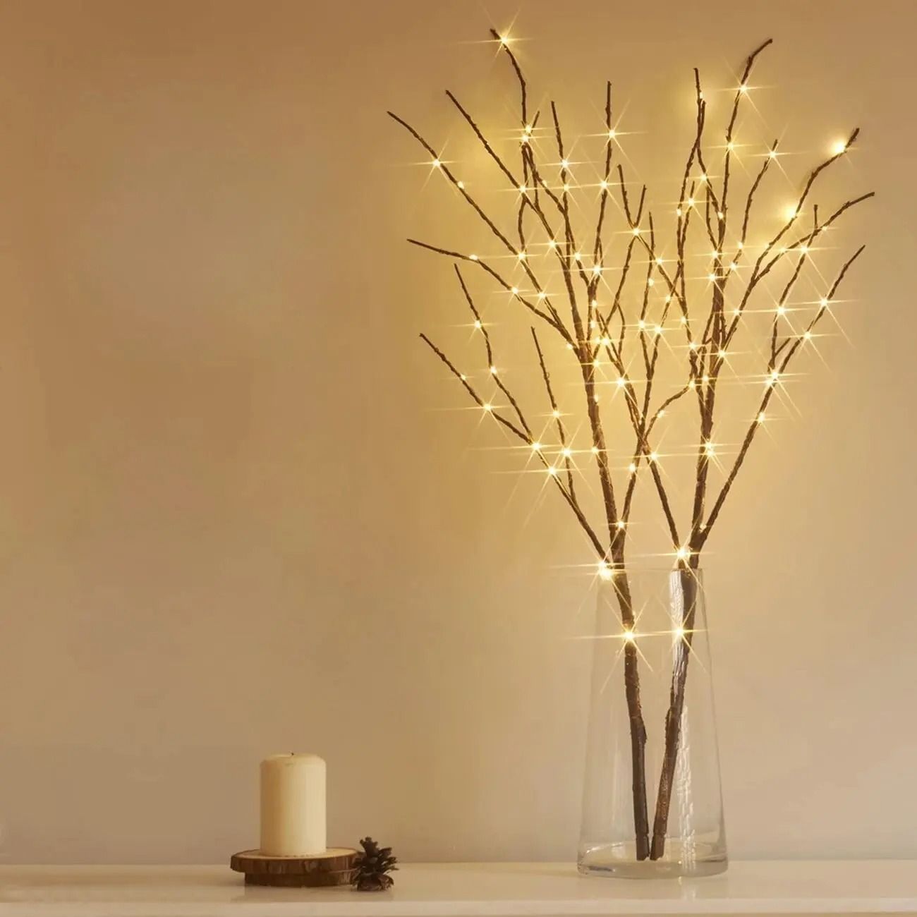 74 cm 50LED Brown Artificial Branches Lights Battery Powered Indoor Decoration Light